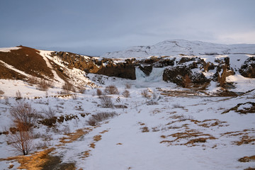 Hjalparfoss waterfall, Iceland, Europe