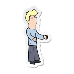 sticker of a cartoon man explaining