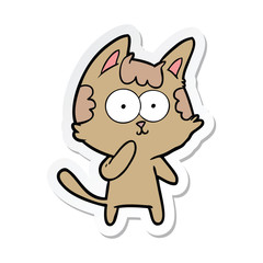 sticker of a cartoon cat considering