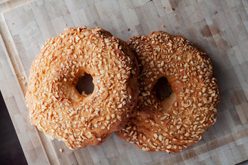 two donuts on white background