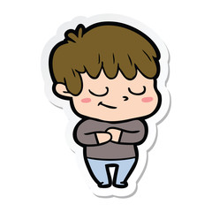 sticker of a happy cartoon boy