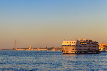 Cruise ship sailing on the Nile river, Egypt