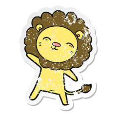 distressed sticker of a cartoon lion