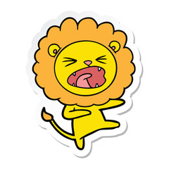 sticker of a cartoon angry lion