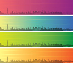 Hanoi Multiple Color Gradient Skyline Banner