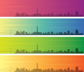 Lisbon Multiple Color Gradient Skyline Banner