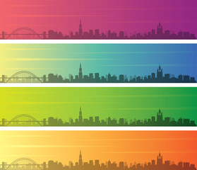 Newcastle Multiple Color Gradient Skyline Banner
