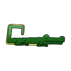 quirky gradient shaded cartoon crocodile