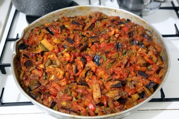 Turkish style food with lamb on skewers