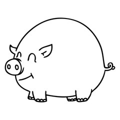 quirky line drawing cartoon pig