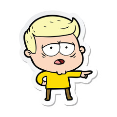 sticker of a cartoon tired man