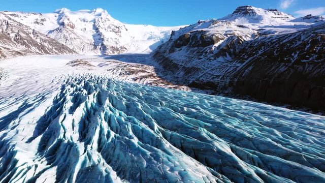 Amazing 4K footage over a dramatic Glacier