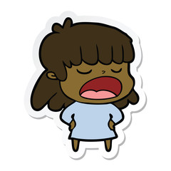 sticker of a cartoon woman talking loudly