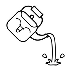 line drawing cartoon pouring kettle