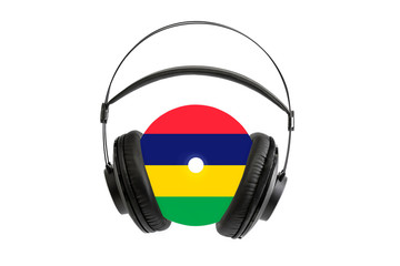 Photo of a headset with a CD with a flag of Mauritius