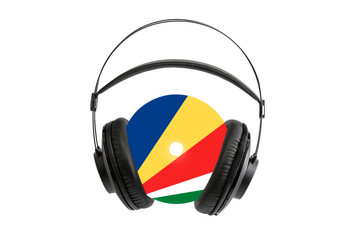 Photo of a headset with a CD with a flag of Seychelles