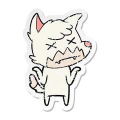 distressed sticker of a cartoon dead fox