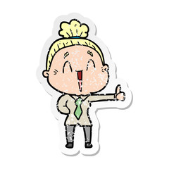Fototapeta premium distressed sticker of a cartoon happy old lady