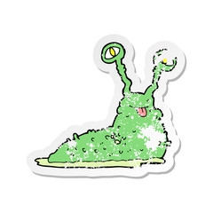 retro distressed sticker of a cartoon gross slug