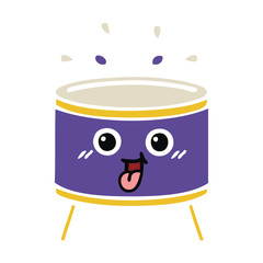 flat color retro cartoon drum