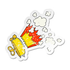 retro distressed sticker of a cartoon alarm clock
