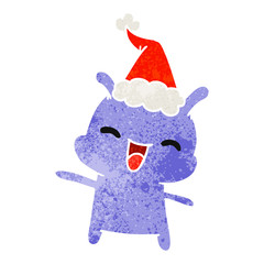 christmas retro cartoon of kawaii alien
