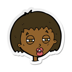 sticker of a cartoon woman narrowing eyes