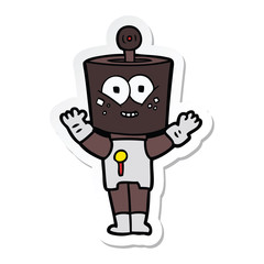 sticker of a happy cartoon robot