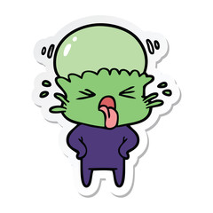 sticker of a weird cartoon alien
