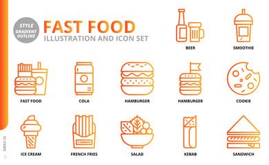 Fast food icon set