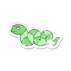 retro distressed sticker of a cartoon bored snake