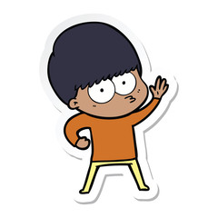 Obraz premium sticker of a nervous cartoon boy