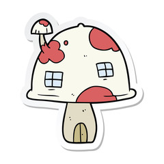 sticker of a cartoon mushroom house