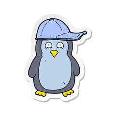 sticker of a cartoon penguin wearing hat