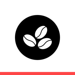Coffee vector icon, bean symbol. Simple, flat design for web or mobile app