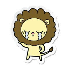 sticker of a crying cartoon lion