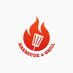 Barbecue and grill logo. BBQ fire flame on white