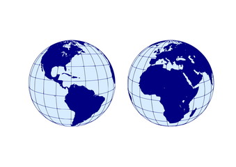 Hemispheres of the planet earth, eastern and western