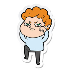 sticker of a cartoon angry man