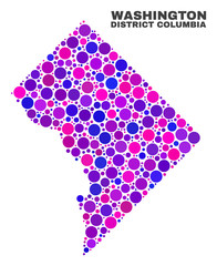 Mosaic Washington District Columbia map isolated on a white background. Vector geographic abstraction in pink and violet colors.