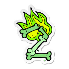 sticker of a cartoon halloween bone number