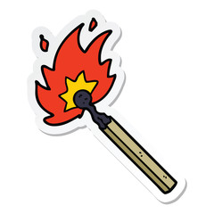 sticker of a cartoon burning match