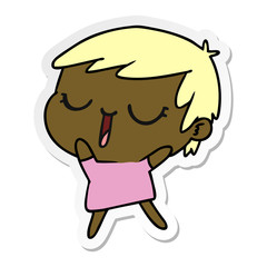 sticker cartoon of cute kawaii short haired girl