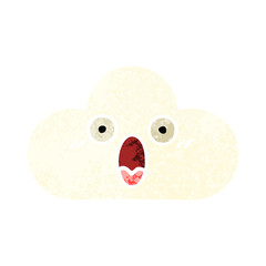retro illustration style cartoon white cloud
