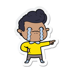 Fototapeta premium sticker of a cartoon man crying