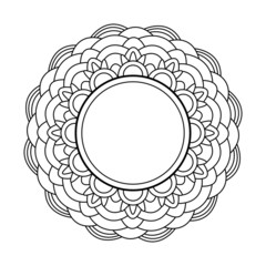 Vector illustration of a mandala frame for coloring book