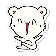 sticker of a laughing polar bear cartoon