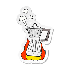 sticker of a cartoon espresso stovetop maker