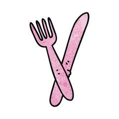 quirky hand drawn cartoon cutlery