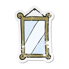 distressed sticker of a cartoon mirror